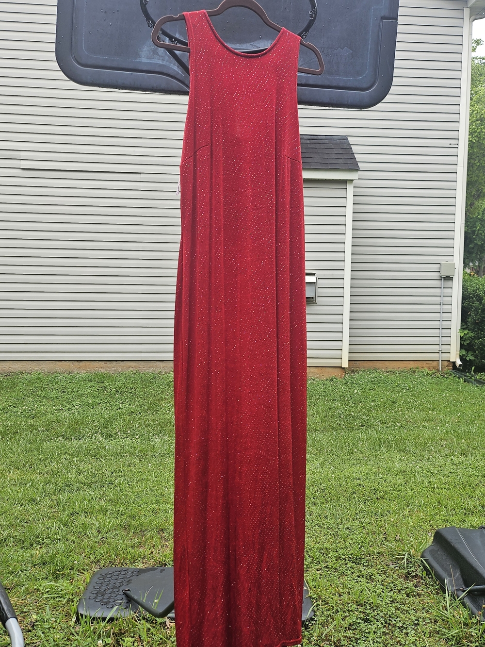 Onyx Nite Red Beaded Evening Gown